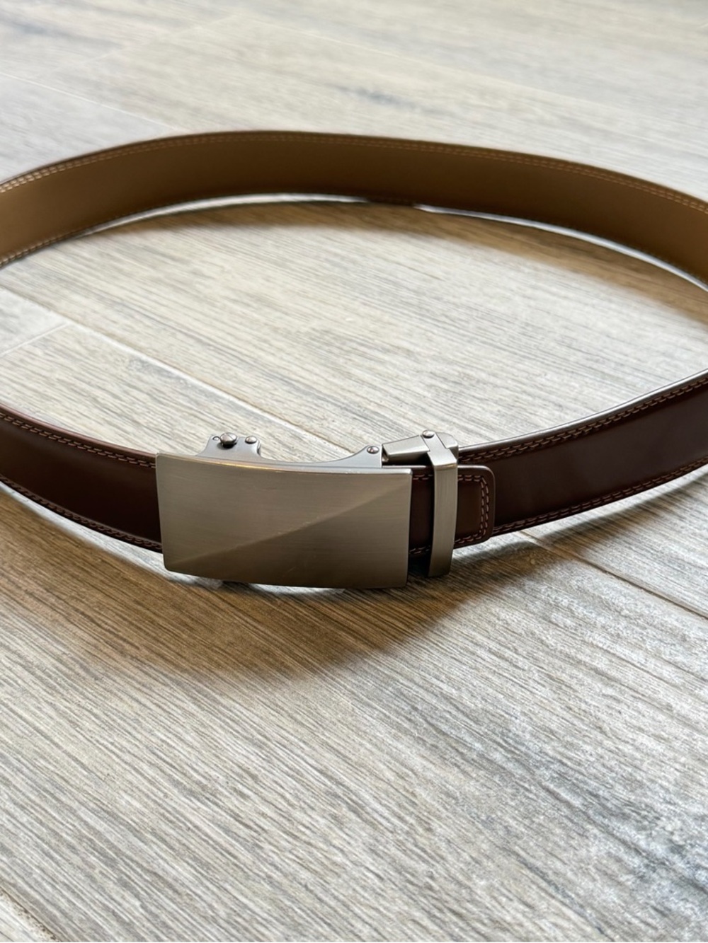Chaoren Brown Leather Belt Mens Brown Automatic Ratchet Click
Buckle Adjustable